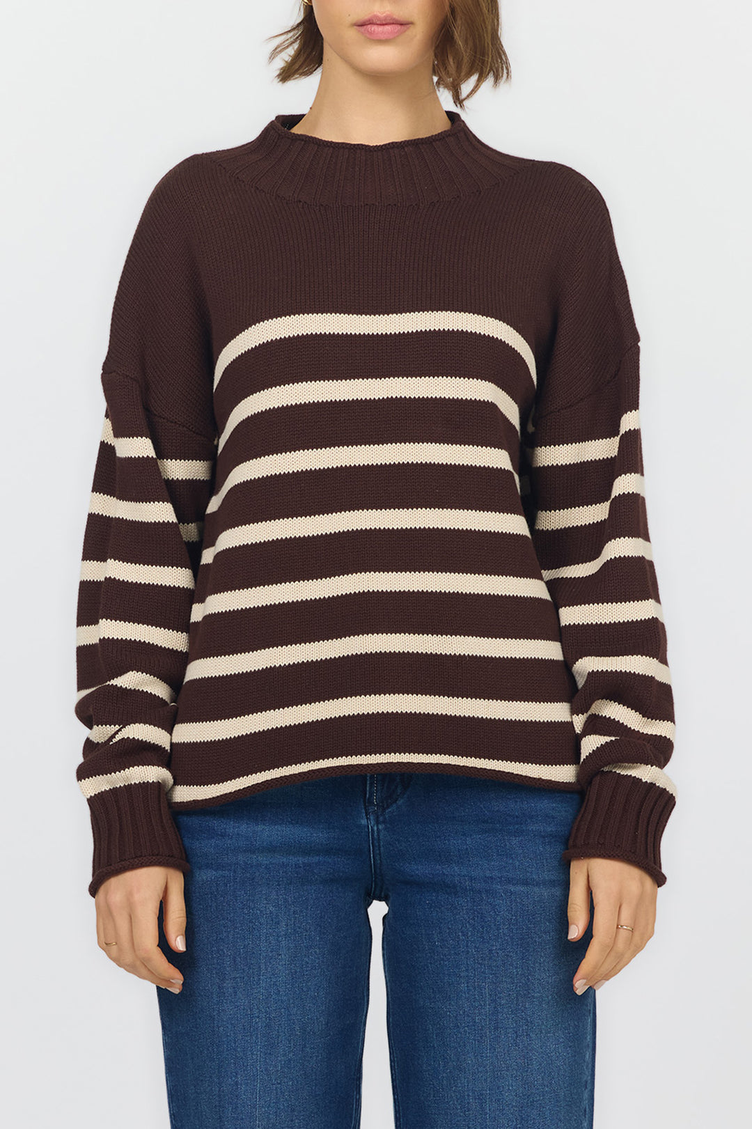 solana-long-sleeve-funnel-neck-roll-neck-stripe-sweater-chocolate-torte