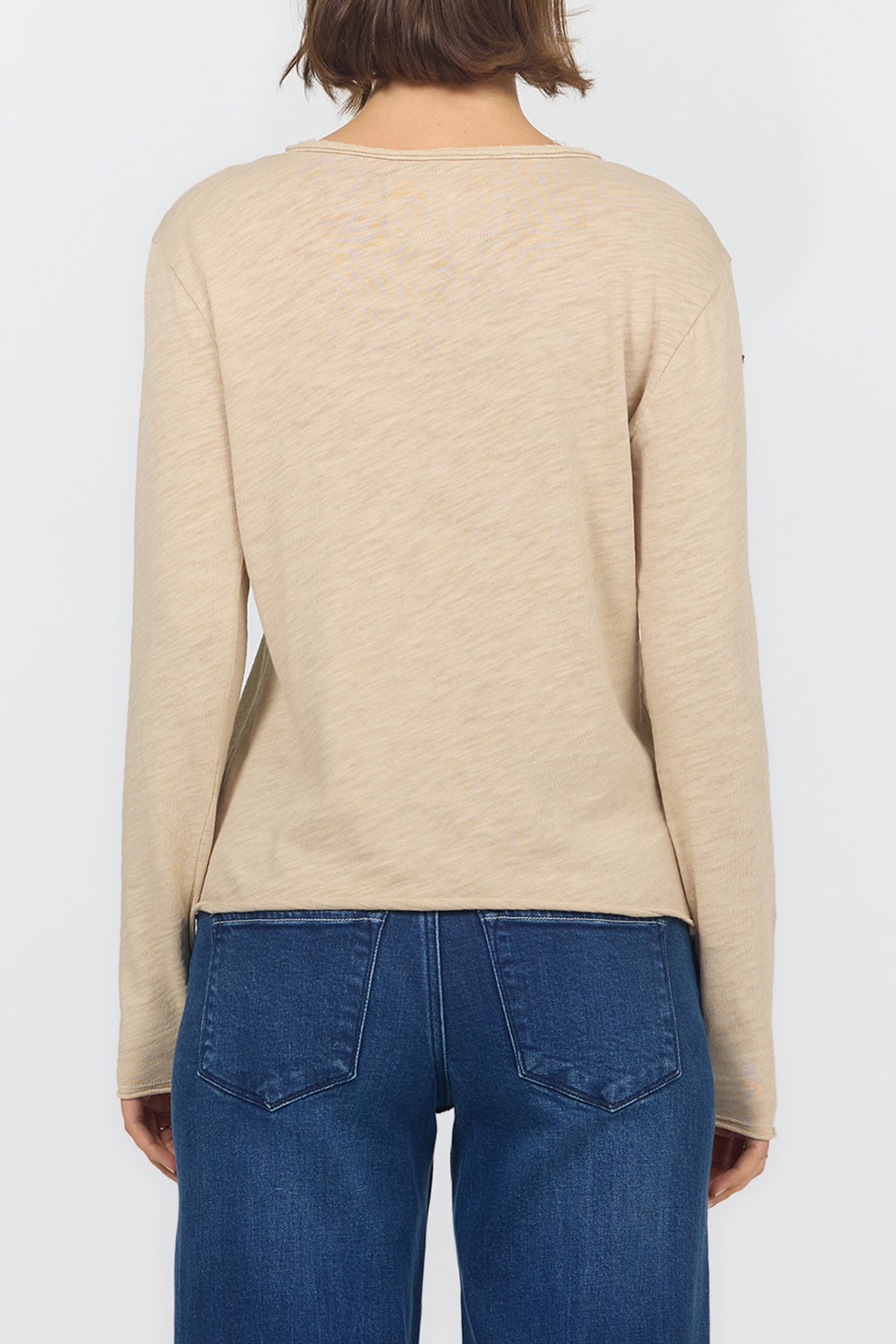 vanya-long-sleeve-v-neck-slub-knit-t-shirt-dune — Dear John Denim