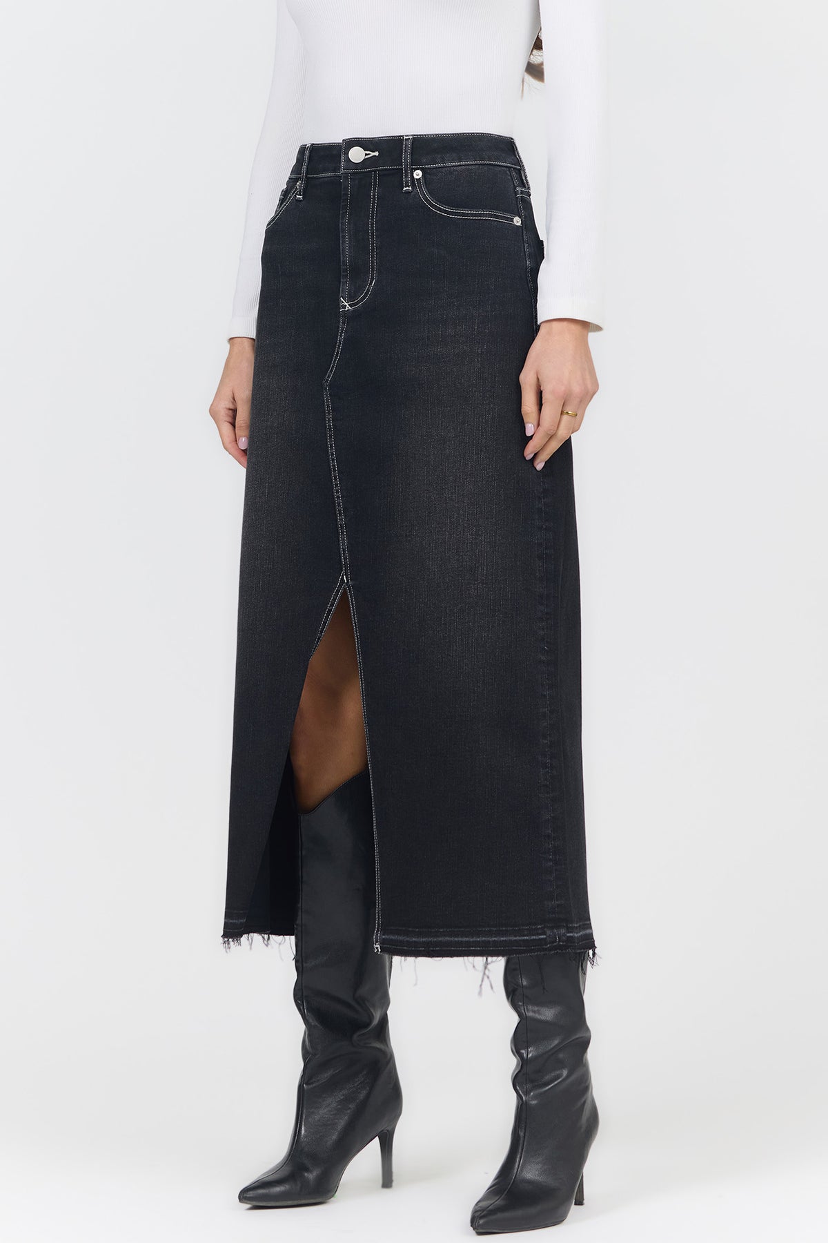 vianna-mid-rise-dropped-hem-skirt-black-acid-wash — Dear John Denim