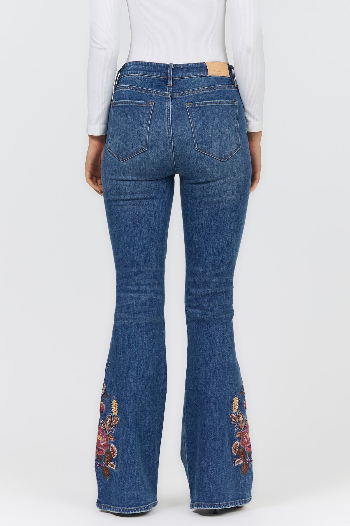 rosa-floral-embriodered-flare-jeans-autumn-revival — Dear John Denim