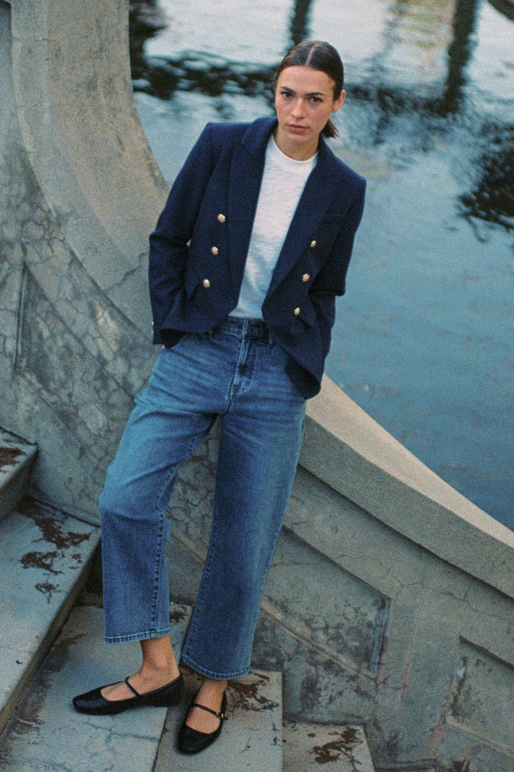 rowena-double-breasted-fitted-jacket-black-iris — Dear John Denim