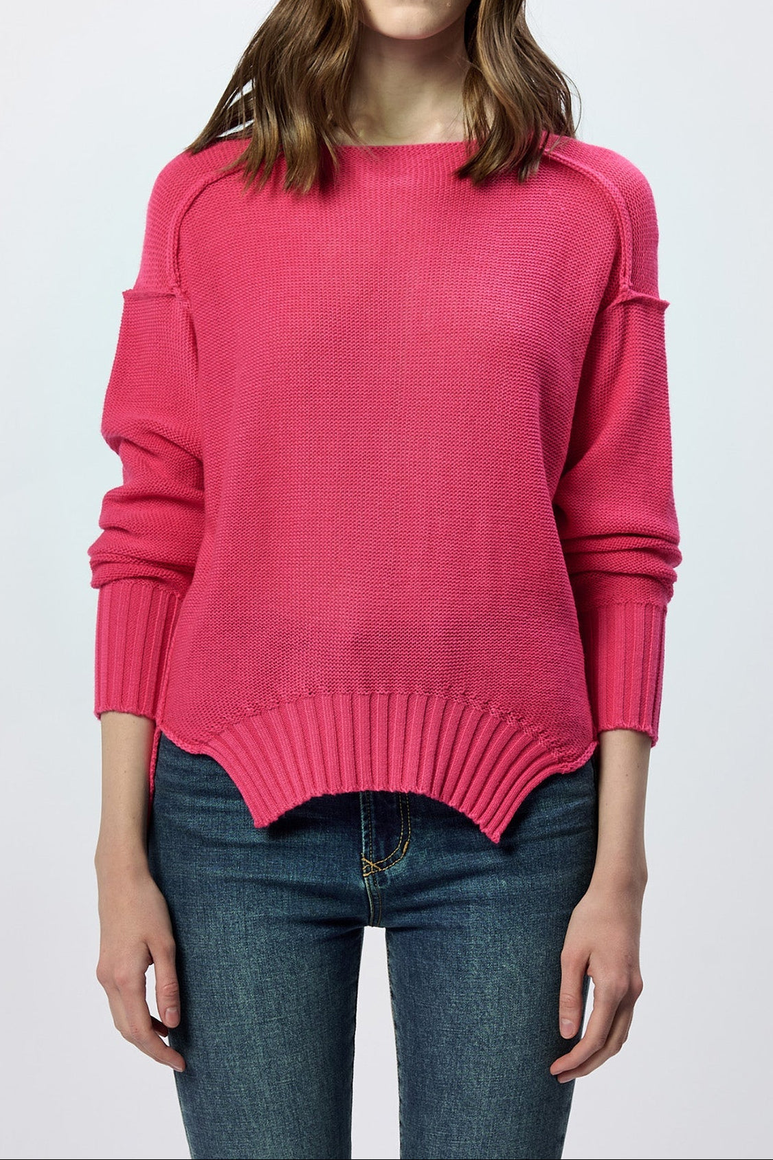 jenna-crew-neck-long-sleeve-oversized-sweater-raspberry — Dear John Denim