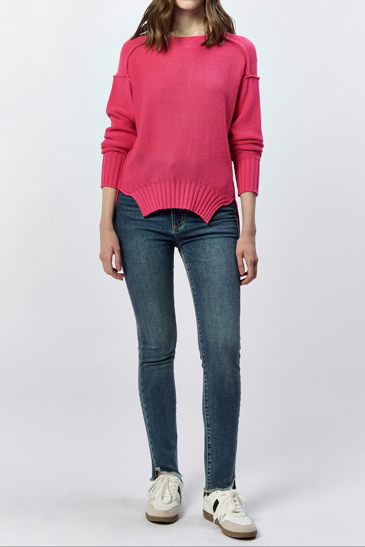 jenna-crew-neck-long-sleeve-oversized-sweater-raspberry — Dear John Denim
